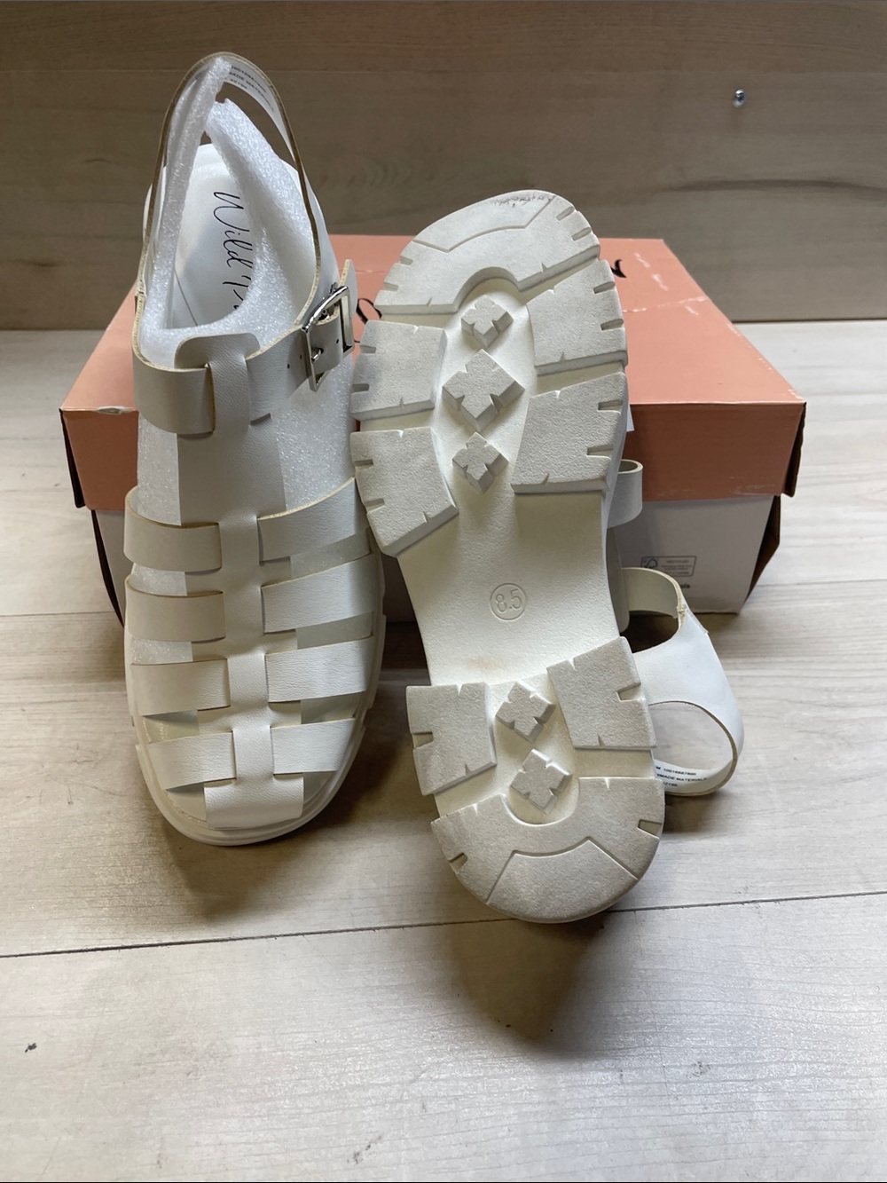 Wild Pair White Strappy Fisherman Sandals with Buckle #814